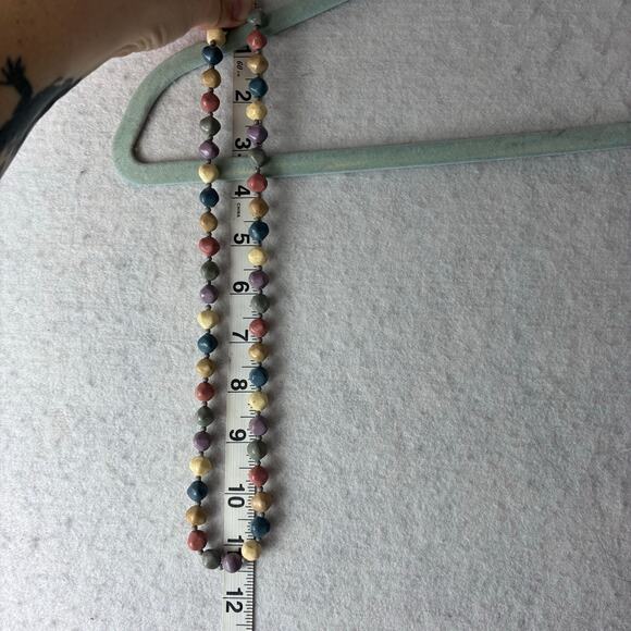 11" Multicolor Boho Hippi Necklace Muted Earth Tone Smooth Rock Pebbles Teacher - Picture 3 of 7